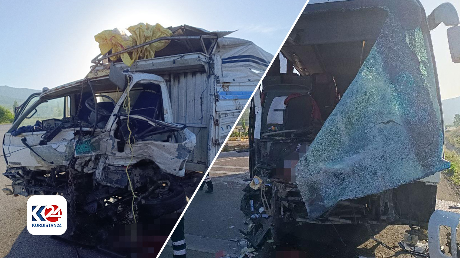 Yolcu otobüsü ile kamyonet çarpıştı: 17 yaralı